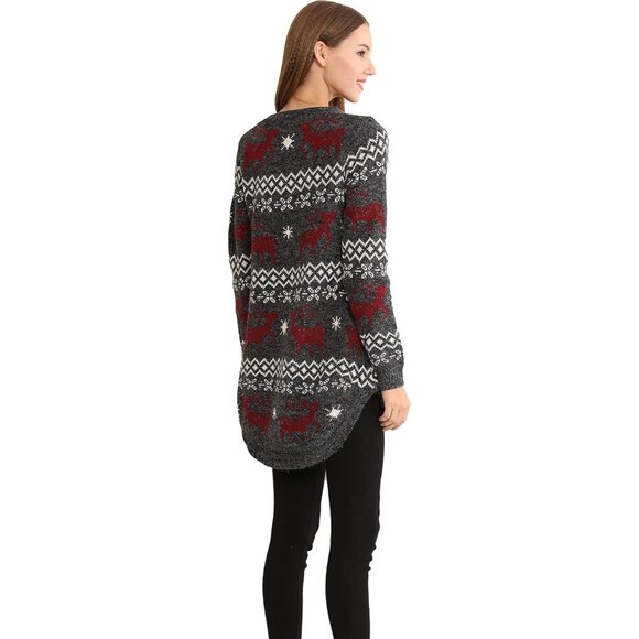 Women's Christmas Reindeer Snowflake Midi Sweater Pullover X-Large - Picture 6 of 7